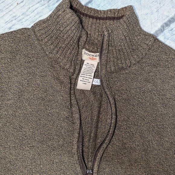 Dockers XL Heavy 100% Cotton Full Zip Front Cardigan Sweater - Picture 3 of 5